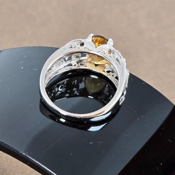 Natural Round Citrine 925 Sterling Silver Jewelry Ring Size 6 - Picture 4 of 9